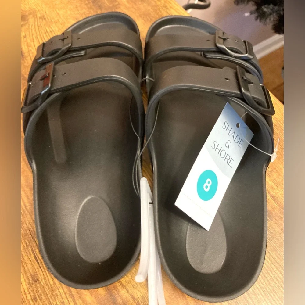 Women's Neida EVA Two Band Footbed Slide Sandals - Shade & Shore™ Black Size 8 - Picture 5 of 6